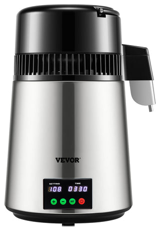 VEVOR 4L Water Distiller 1L/H Distilled Water Maker Timing & Temp Display Silver
