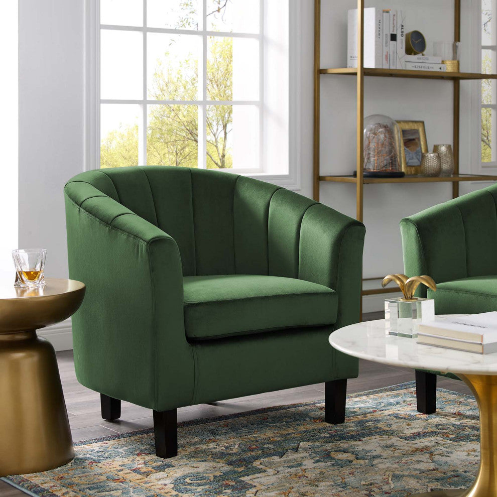 Emerald Prospect Channel Tufted Performance Velvet Armchair