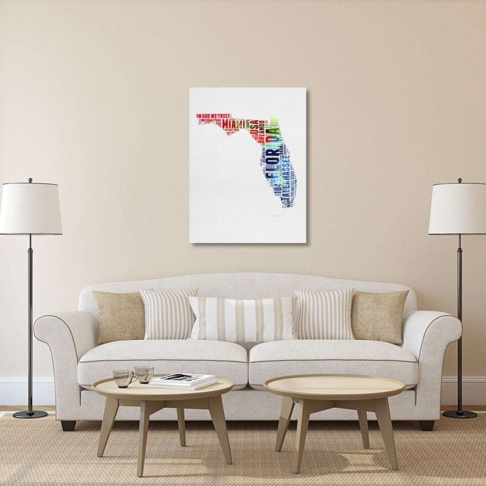 "Florida Watercolor Word Cloud" Fine Art Print