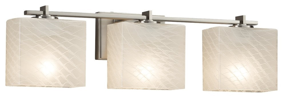 Fusion Era 3-Light Bath Bar, Rectangle, Nickel, Weave, LED