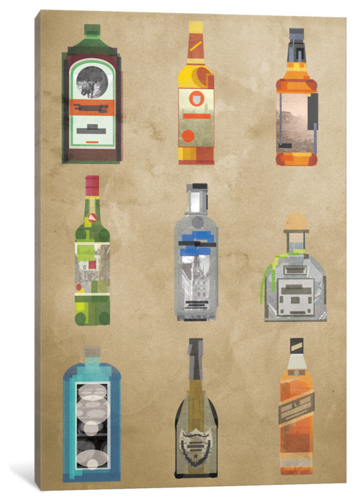 "Liquor Bottles" Print by 5by5collective, 40"x26"x1.5"