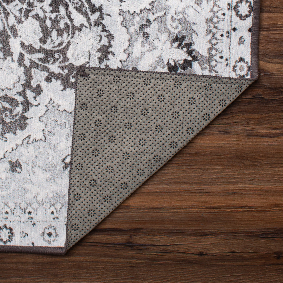 My Magic Carpet Machine Washable Runner Rug Parviz Gray 2.5x10'