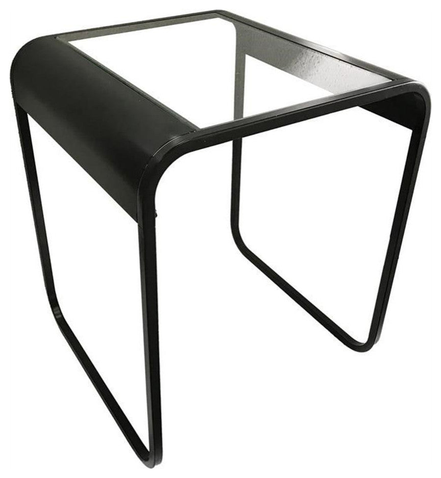 Furniture of America Shawton Glass Top 2-Piece Nesting Table Set in Black