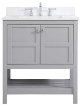 Tobias 30" Single Bathroom Vanity, Gray With Backsplash