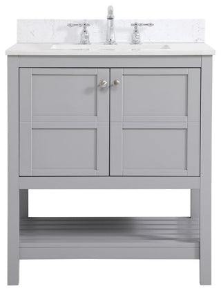 Tobias 30" Single Bathroom Vanity, Gray With Backsplash