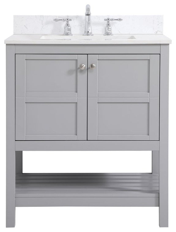 Tobias 30" Single Bathroom Vanity, Gray With Backsplash