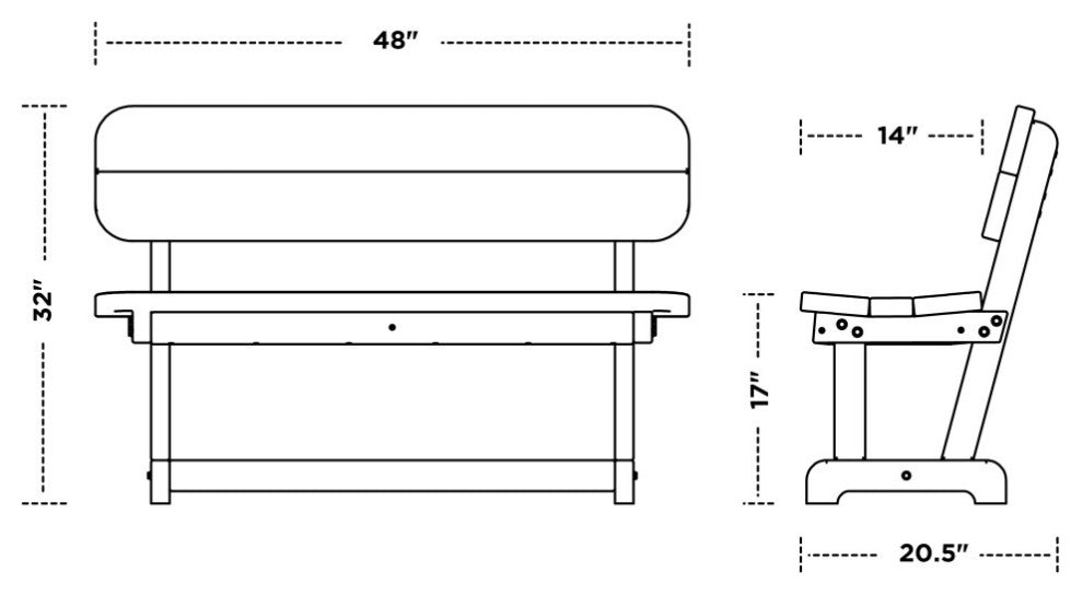 Polywood Park 48" Bench, Slate Gray