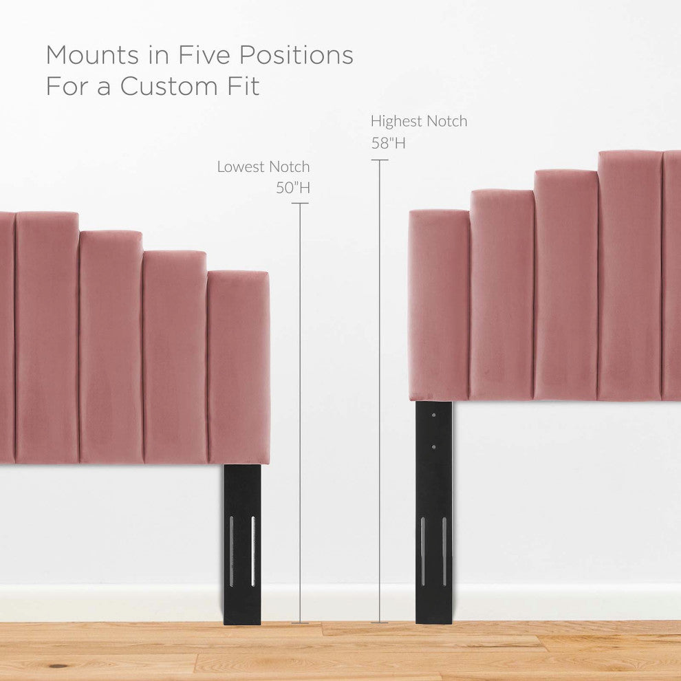 Elise Full Performance Velvet Platform Bed Dusty Rose