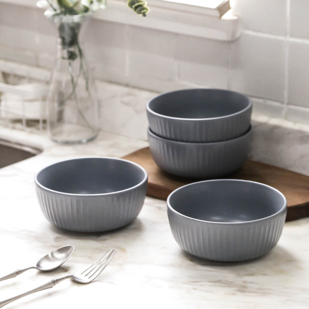 Stone Lain Logan Stoneware 24 Piece Dinnerware Set, Grey