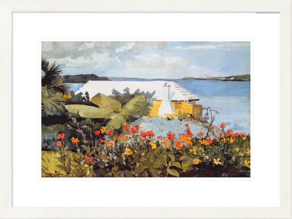 "Flower Garden And Bungalow Bermuda"  by Winslow Homer, 31x23"