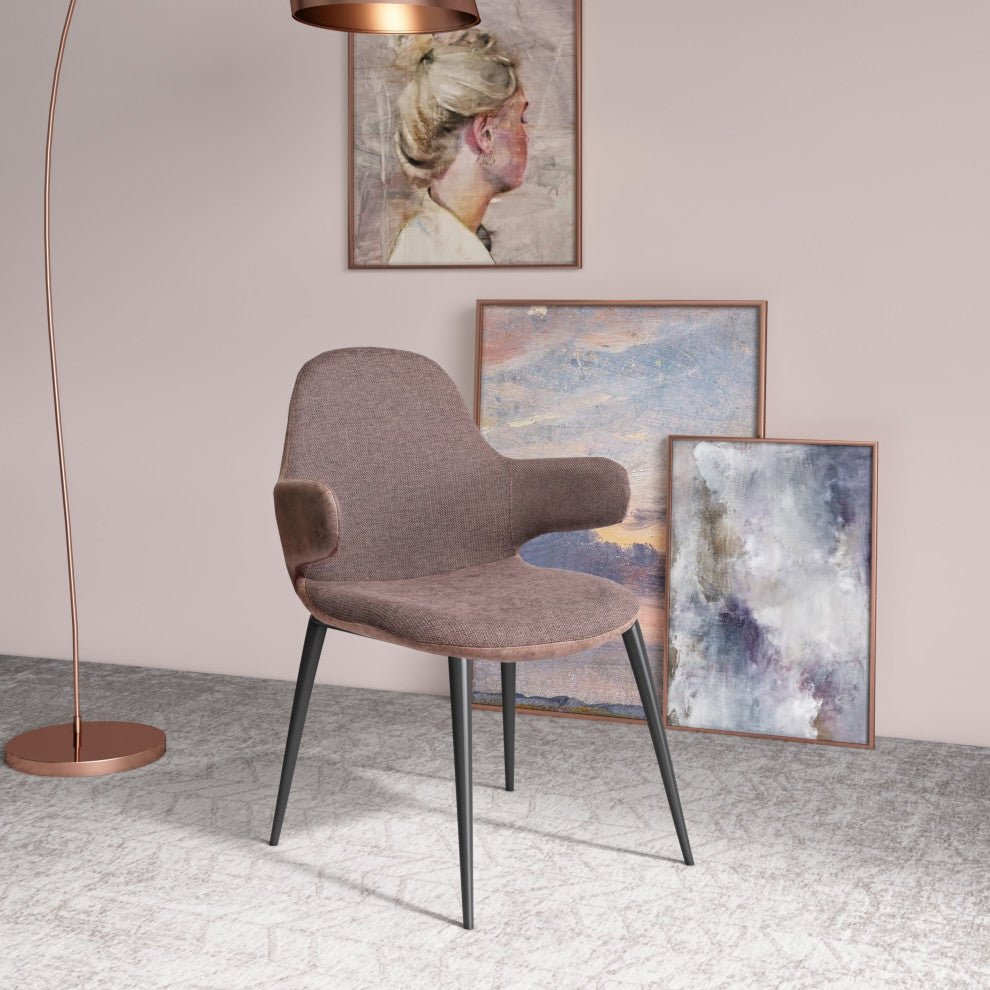 Modrest Bontura Modern Brown Fabric and Leatherette Accent Chair