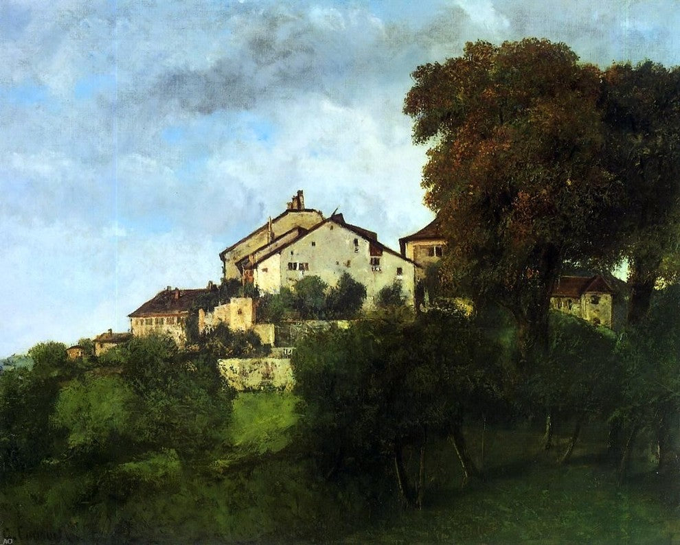 Gustave Courbet The Houses of the Chateau d-Ornans Gallery Wrapped Canvas Print