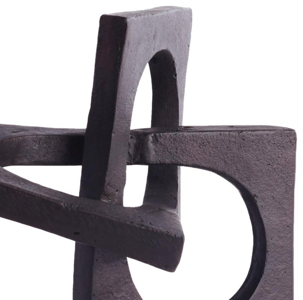 Modern Industrial Style Entwined Metal Blocks Rings Sculpture Geometric Abstract