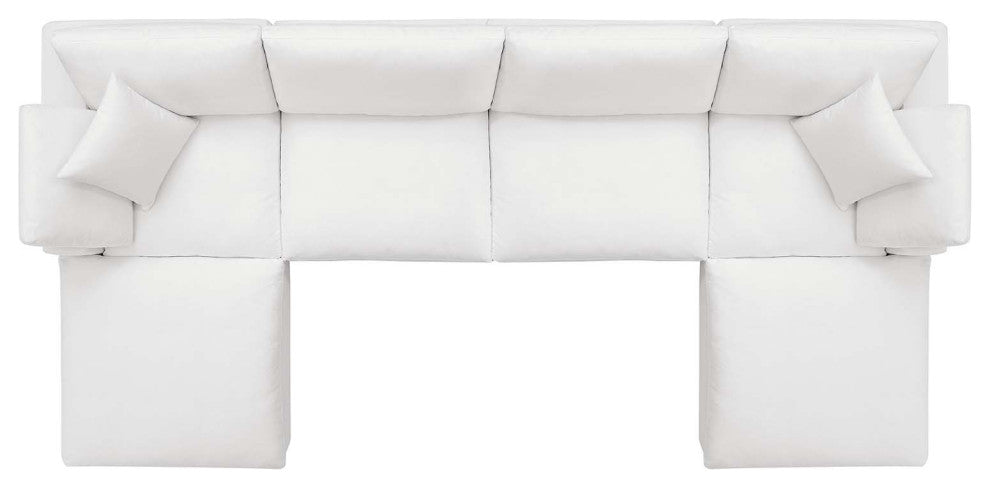 Modular Sectional Deep Sofa Set, White, Fabric, Modern, Lounge Cafe Hospitality