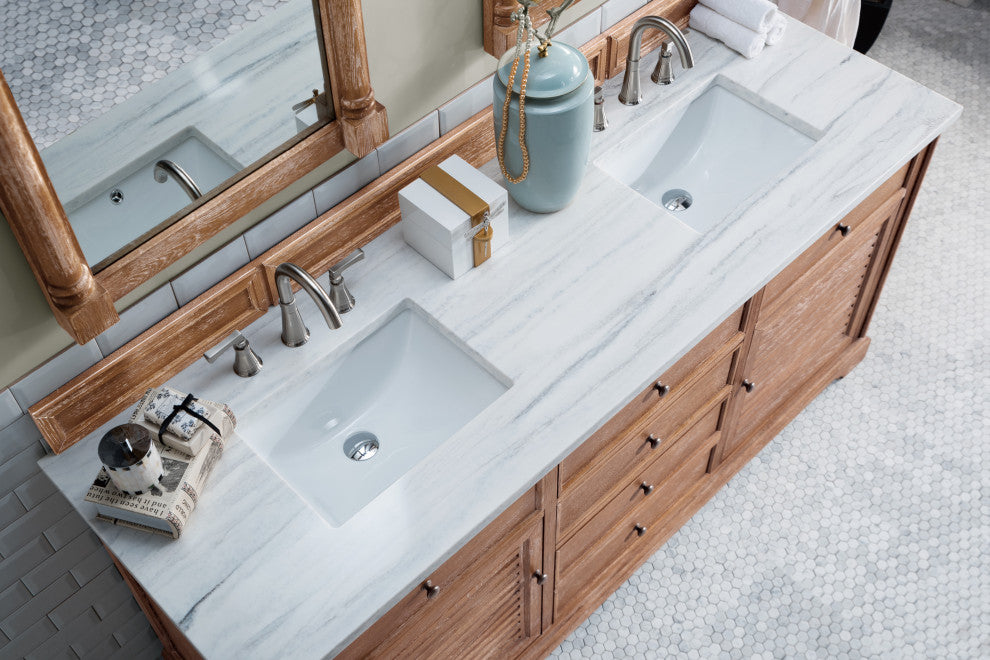 James Martin 238-104-5711-3AF 72" Double Vanity with Solid Surface Top
