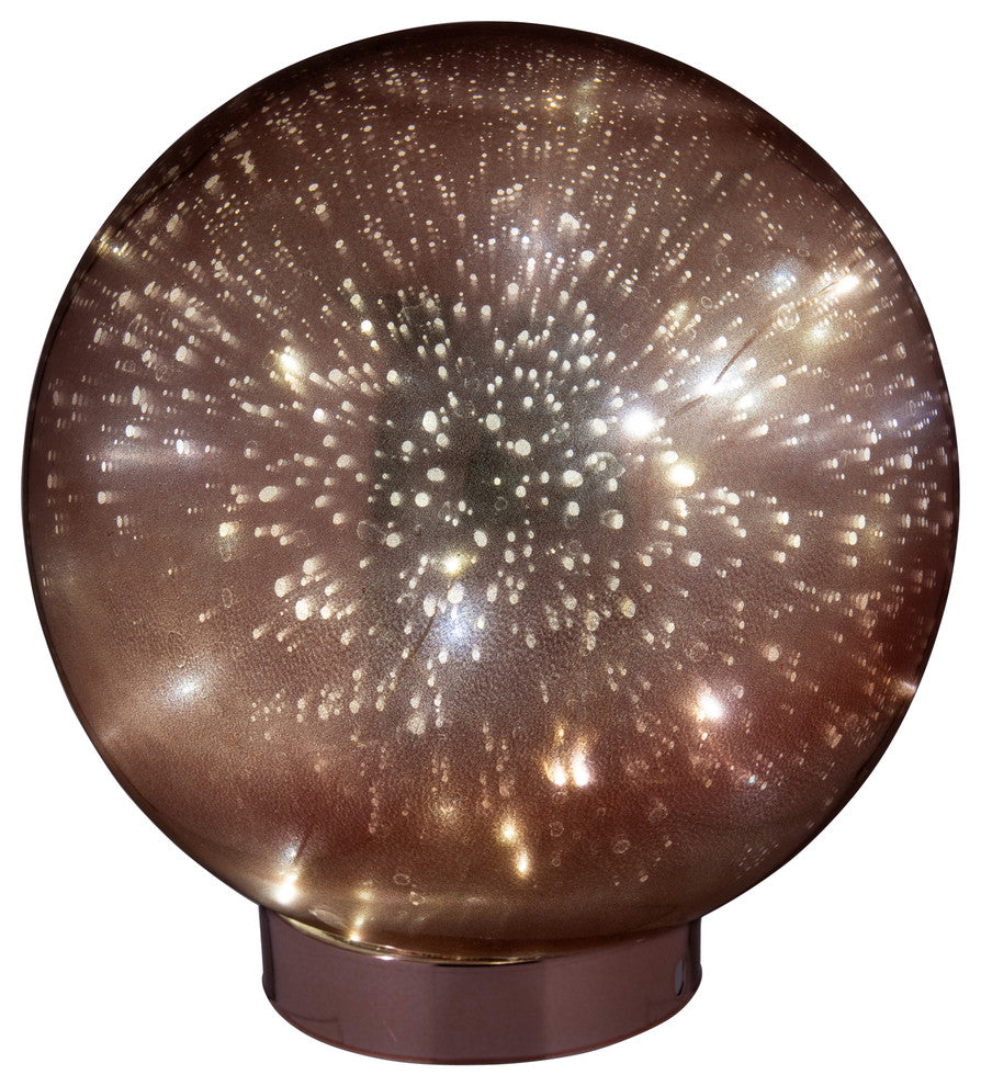 Decorative Glass Starry Globe Light, 8"x8.5", Rose Gold