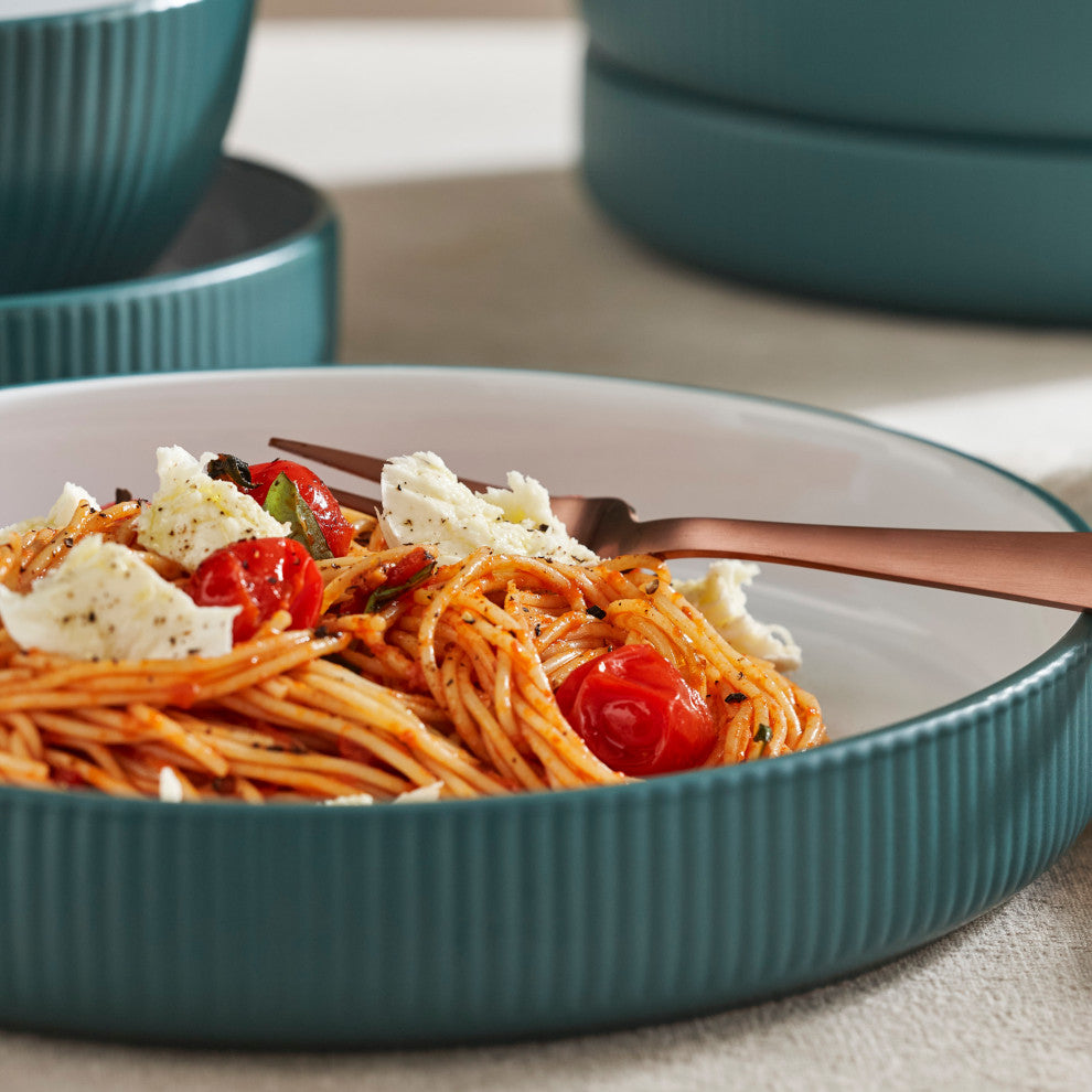 Christian Siriano Larosso Stoneware 12 Piece Dinnerware Set, Green