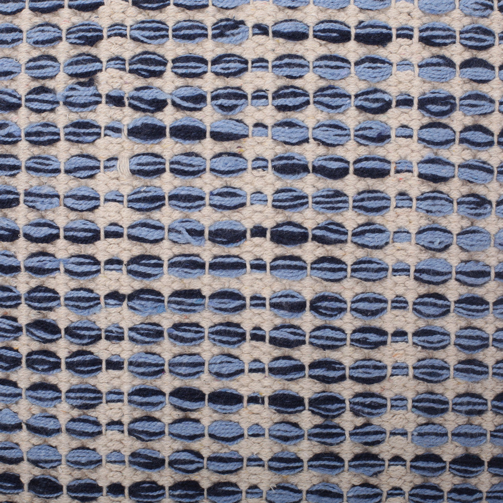 Isaac Hand-Loomed Boho Throw Pillow, Blue, Natural, Single