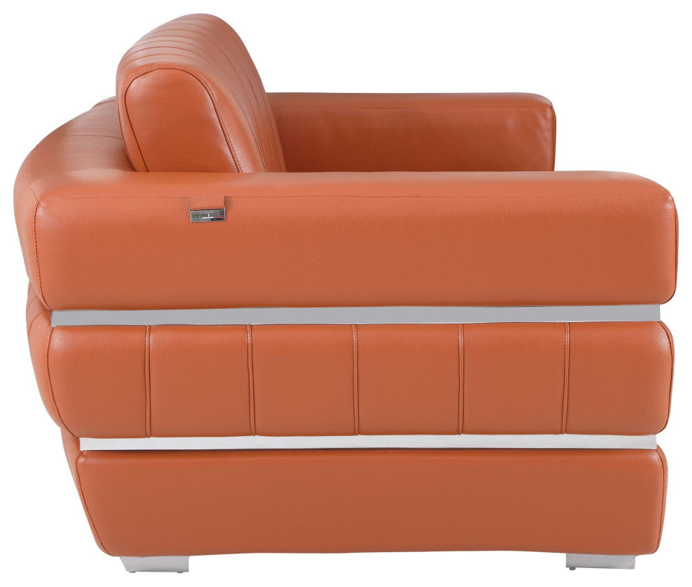 Ferrara Genuine Italian Leather Modern Loveseat Camel