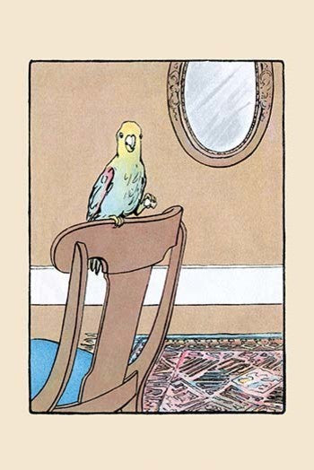 Polly Parrot on the Chair- Fine Art Giclee Print 24" x 36"