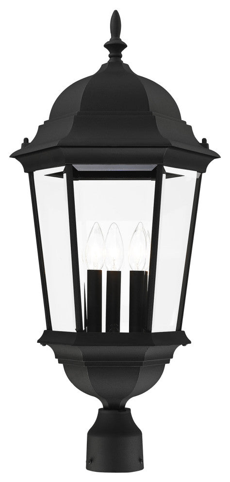 Textured Black Traditional, Historical, Outdoor Post Top Lantern