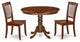 Hlda3-Mah-W 3Pc Round 42"Table And 2 Vertical Slatted Chairs