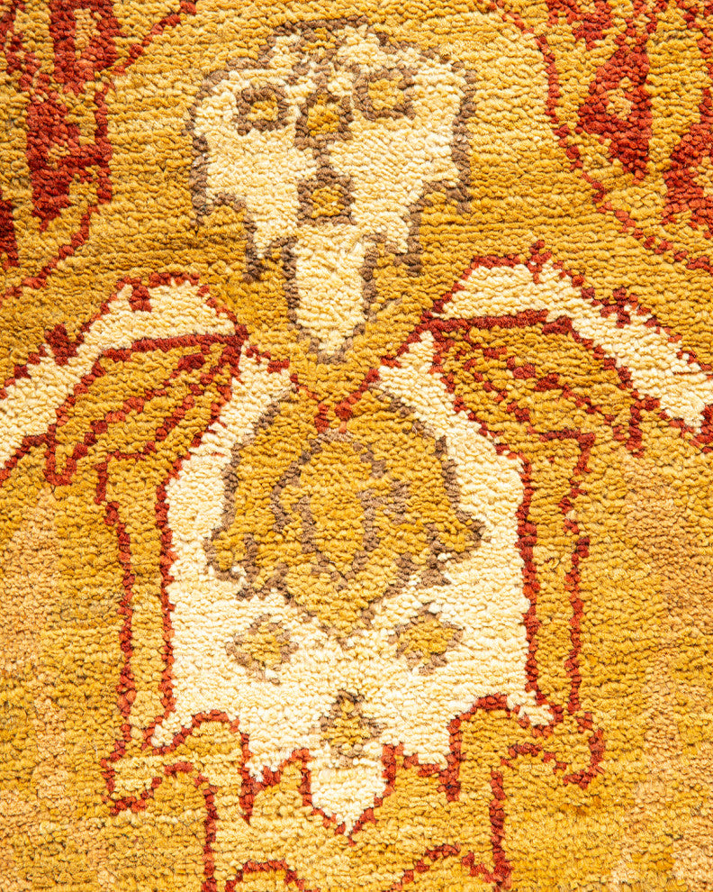 Eclectic, One-of-a-Kind Hand-Knotted Area Rug Yellow, 9' 4" x 12' 1"