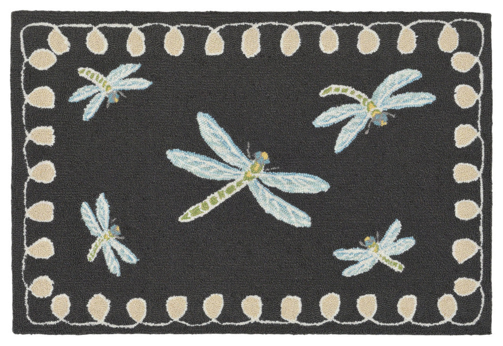 Frontporch Dragonfly Indoor/Outdoor Rug, Midnight, 1'8"x2' 6"
