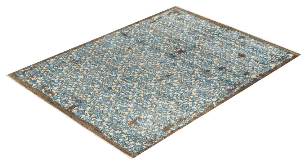 Ikat One-of-a-Kind Hand-Knotted Area Rug Ivory, 9' 2" x 12' 1"