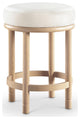 Monette Upholstered Bar and Counter Stool, Cream, Velvet, Natural Finish