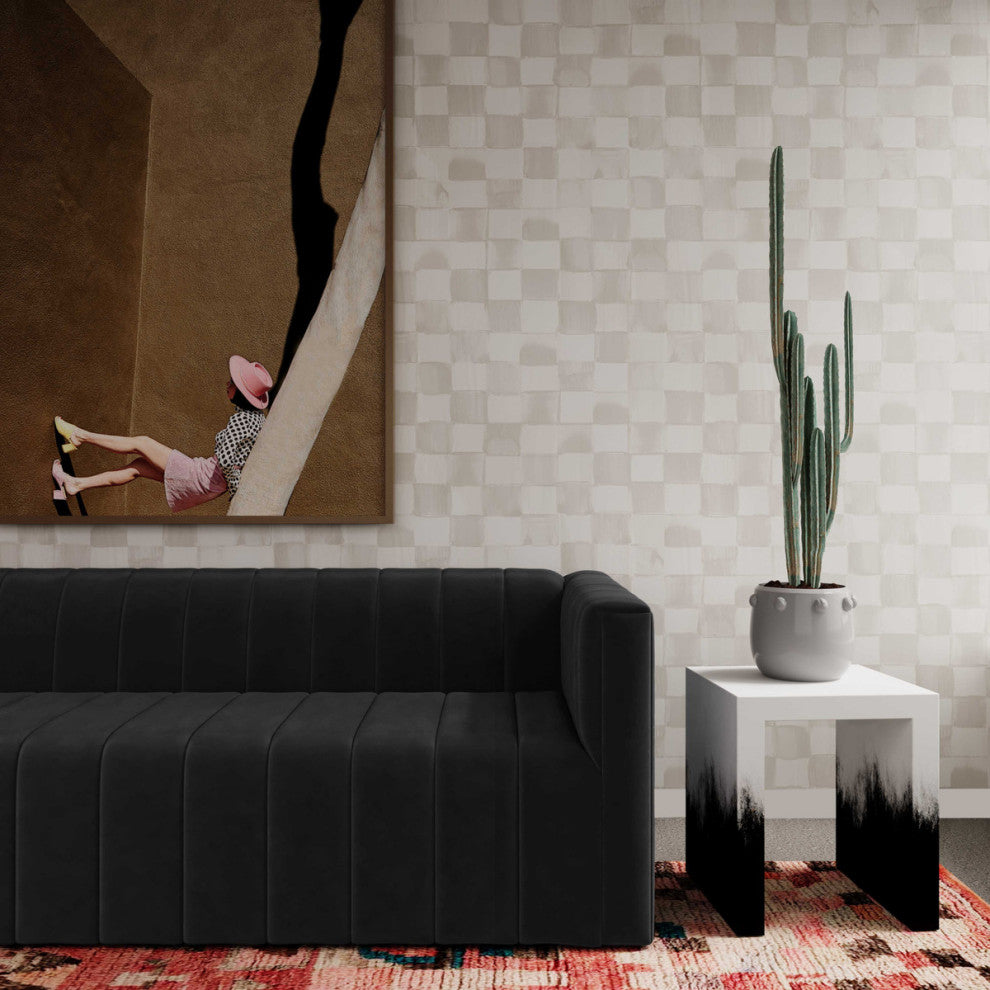 Matra Black and White End Table, Modern Square Side Table