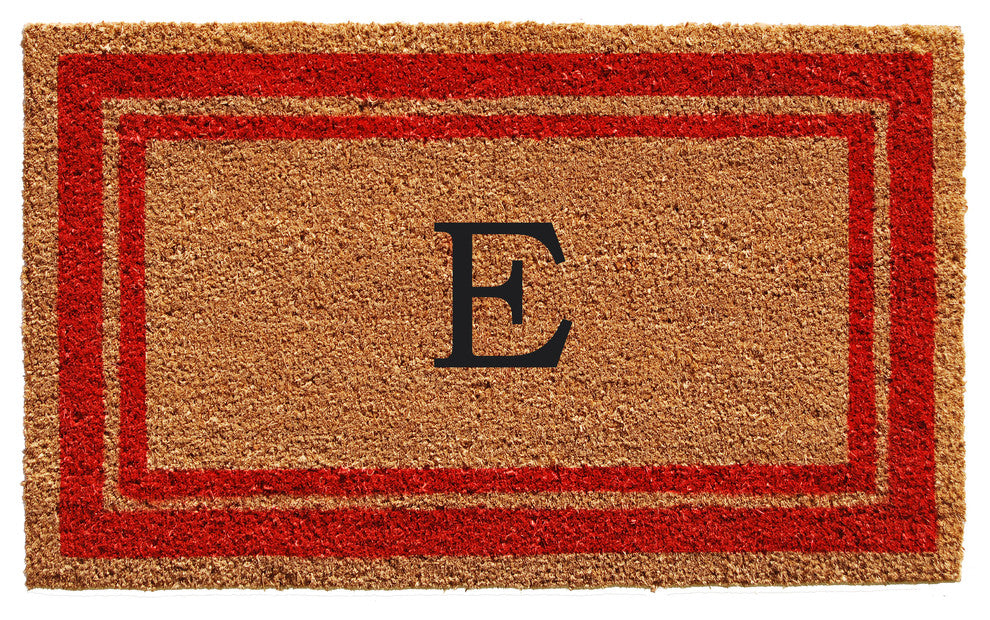 Red Border 18"x30" Monogram Doormat, Letter E