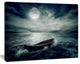 Boat Drifting Away After Storm, Seashore Canvas Art Print, 20"x12"