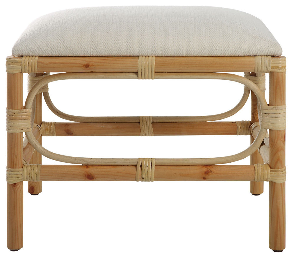 Uttermost 236-LAGUNA-BENCH-SMALL Laguna 24"W Framed Striped Bench - White