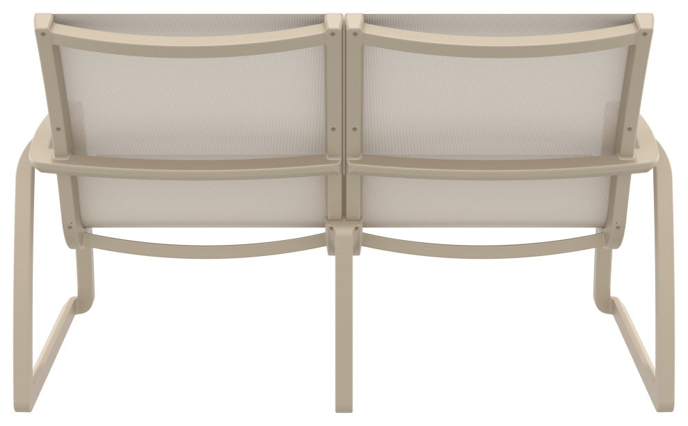 Pacific LoveSeat With Arms Frame Sling, Taupe