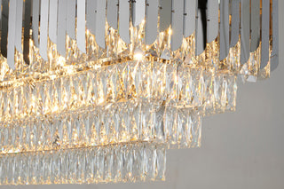14-Light Chrome Stainless Steel Chandelier With Clear Crystal