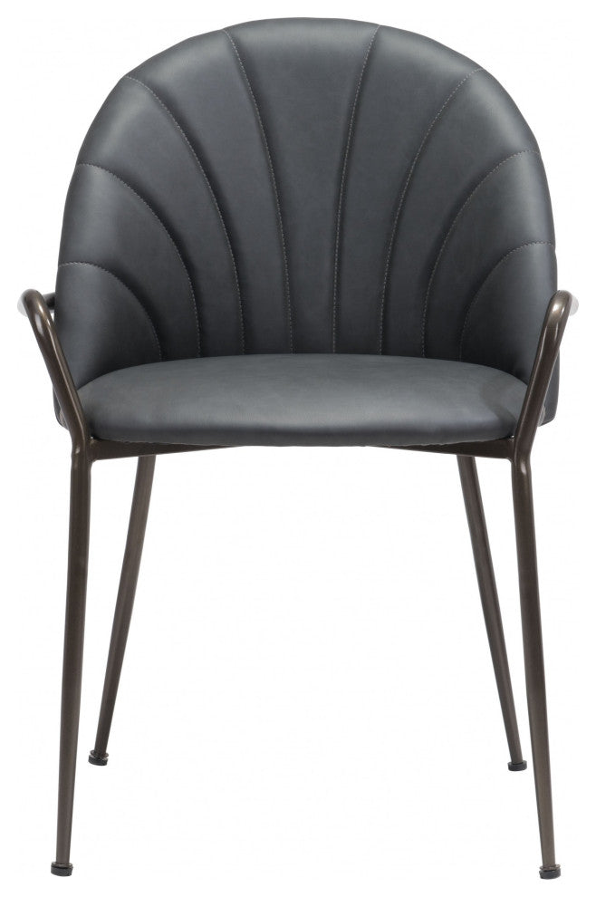Set of Two Dark Gray Faux Leather Arch Dining Chairs