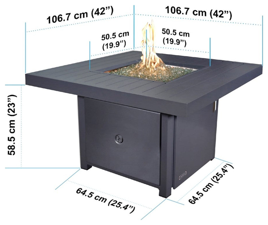 Sunbeam Fabia Contemporary Aluminum Fire Table in Gray Finish