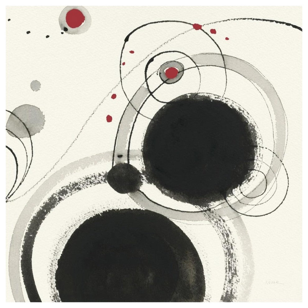 "Planetary III with Red" Digital Paper Print by Shirley Novak, 38"x38"