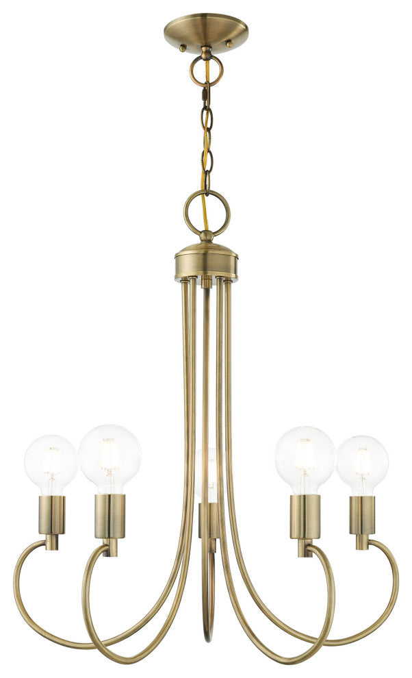 Livex Lighting Bari 5 Light Antique Brass Chandelier
