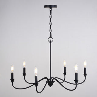 Annabelle 6-Light Farmhouse Chandelier Candelabra, Matte Black