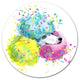 Cute White Dog With Color Spheres, Animal Art Round Wall Art, 11"