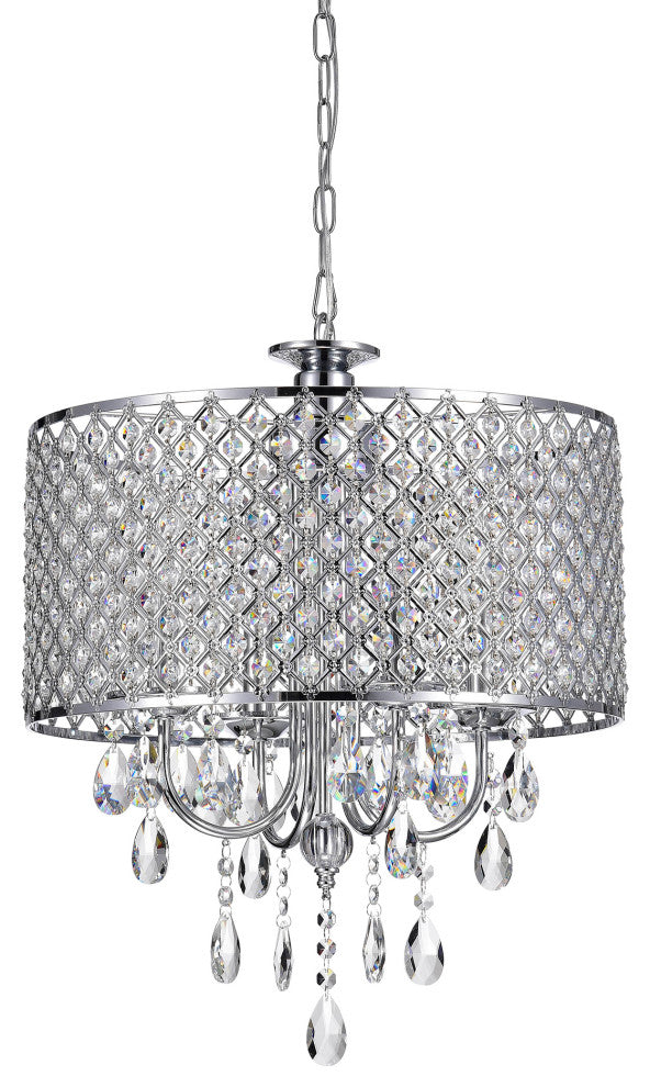 Alice Chrome Finish 4-light Round Crystal Chandelier