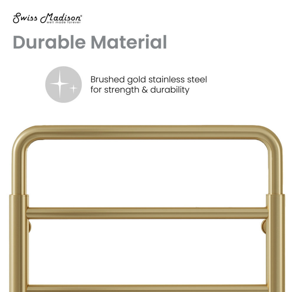 Ivy 8-Bar Electric Towel Warmer, Brushed Gold