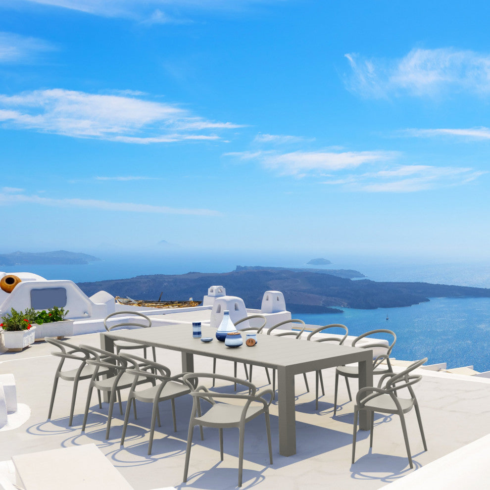 Compamia Mila Extendable Outdoor Dining 11-Piece Set, Taupe