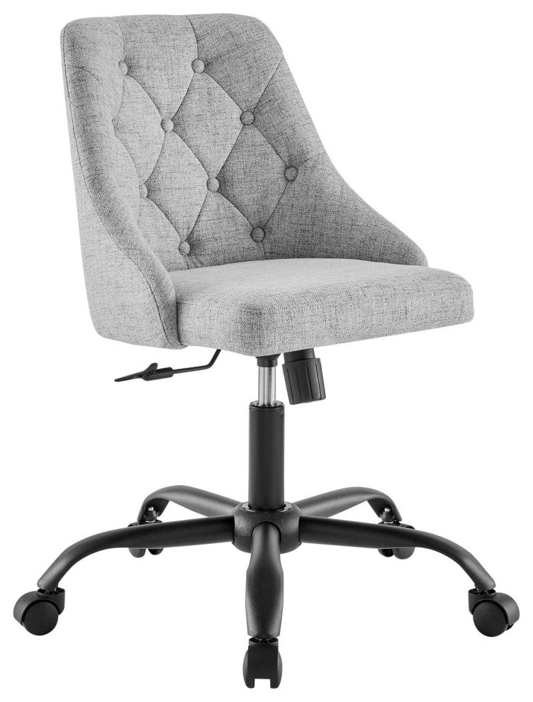 Distinct Tufted Swivel Upholstered Office Chair - Black Light Gray