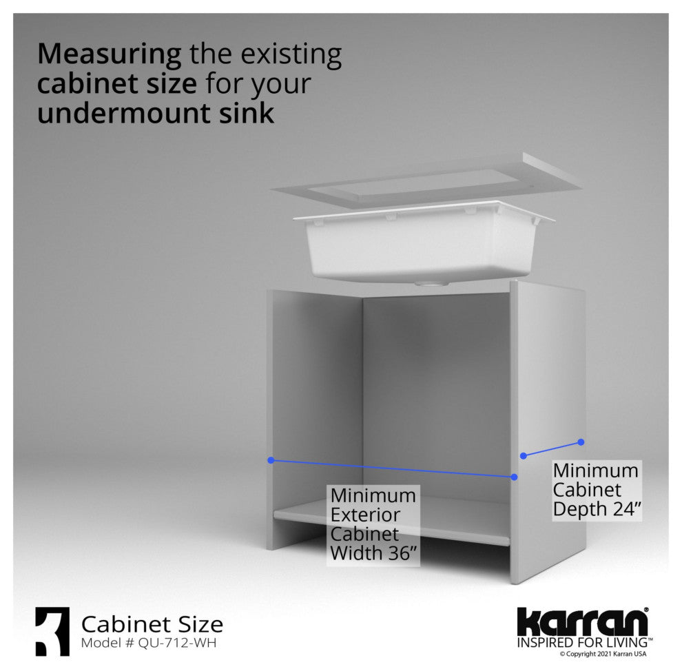 Karran Undermount Quartz 32" Single Bowl Kitchen Sink Kit, White
