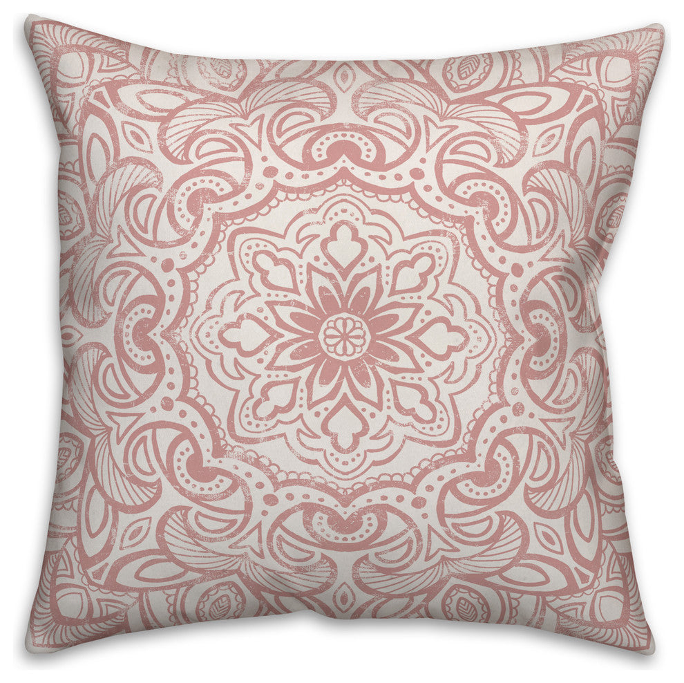 Blush Distressed Medallion 18x18 Throw Pillow
