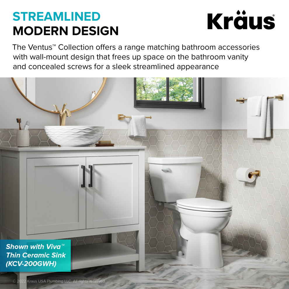 Ventus Bathroom Toilet Paper Holder, Brushed Gold