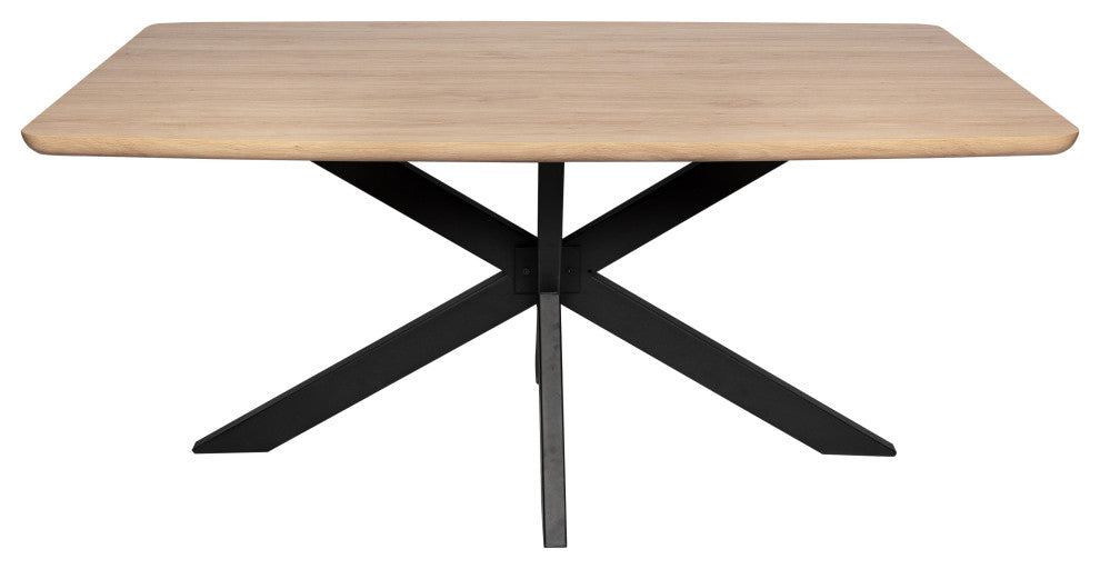 Ravenna 63" MDF Dining Table With X-Cross Geometric Metal Base, Maple